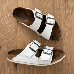 Birkenstock Sandals 39 Women 8-8.5 White Arizona Birko-Flor Synthetic Leather